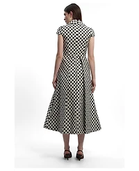 Karen Millen Women's Spot Jacquard Square Neck Midi Dress
