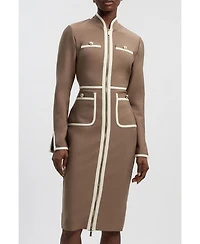Karen Millen Women's Bandage Military Piping Midi Dress