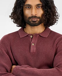 Sun + Stone Men's Long-Sleeve Cotton Polo Sweater, Macy's Exclusive