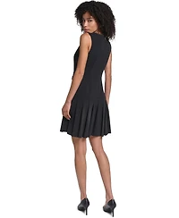 Karl Lagerfeld Paris Women's Scuba Crepe Pleated Skirt A-Line Dress