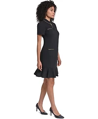 Karl Lagerfeld Paris Women's Brooch Scuba Crepe Sheath Dress