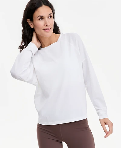 Id Ideology Women's Oversized-Fit Boyfriend Long-Sleeve T-Shirt, Macy's Exclusive