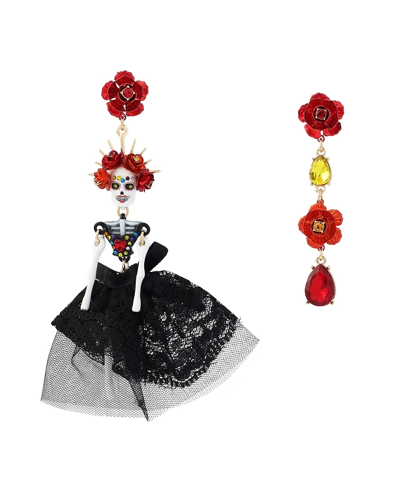 Betsey Johnson Faux-Stone Sugar Skull Bride Drop Earrings