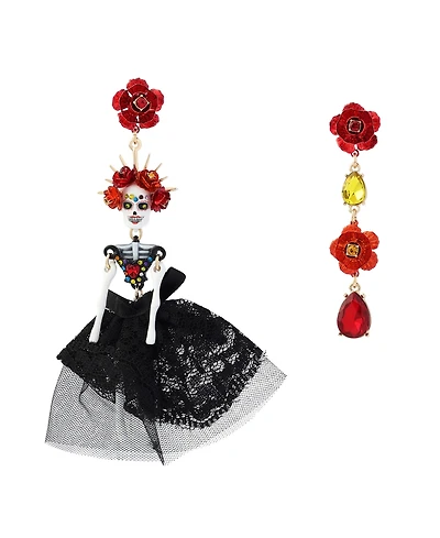 Betsey Johnson Faux-Stone Sugar Skull Bride Drop Earrings