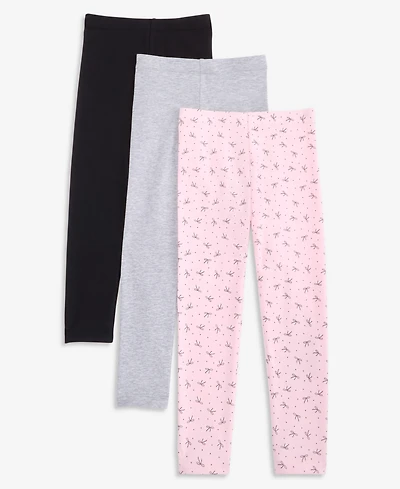 Epic Threads Girls' Xs-xl Solid, Heathered and Bow-Print Leggings, 3-Pack, Macy's Exclusive