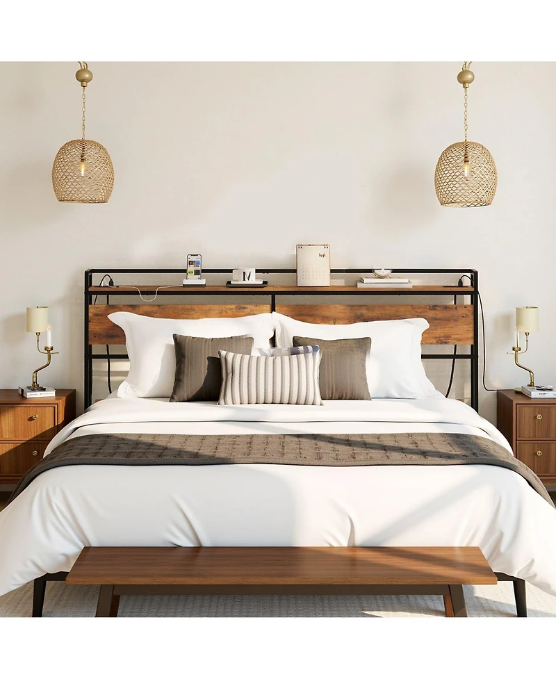 Slickblue Queen Size Headboard with 2 Power Outlets, 4 Usb Ports and Adjustable Height