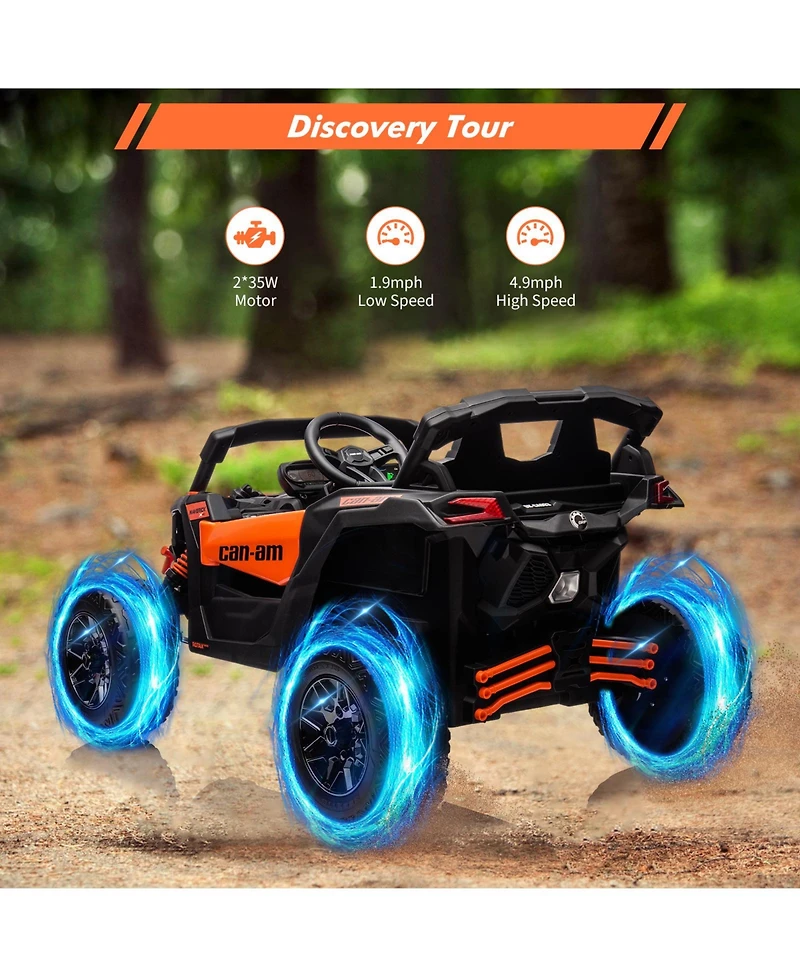 homfan Licensed All-Terrain Electric Ride-On Utv, Off-Road Toy Car with Remote Control, Large Seat, Led Lights, Fun for Boys and Girls