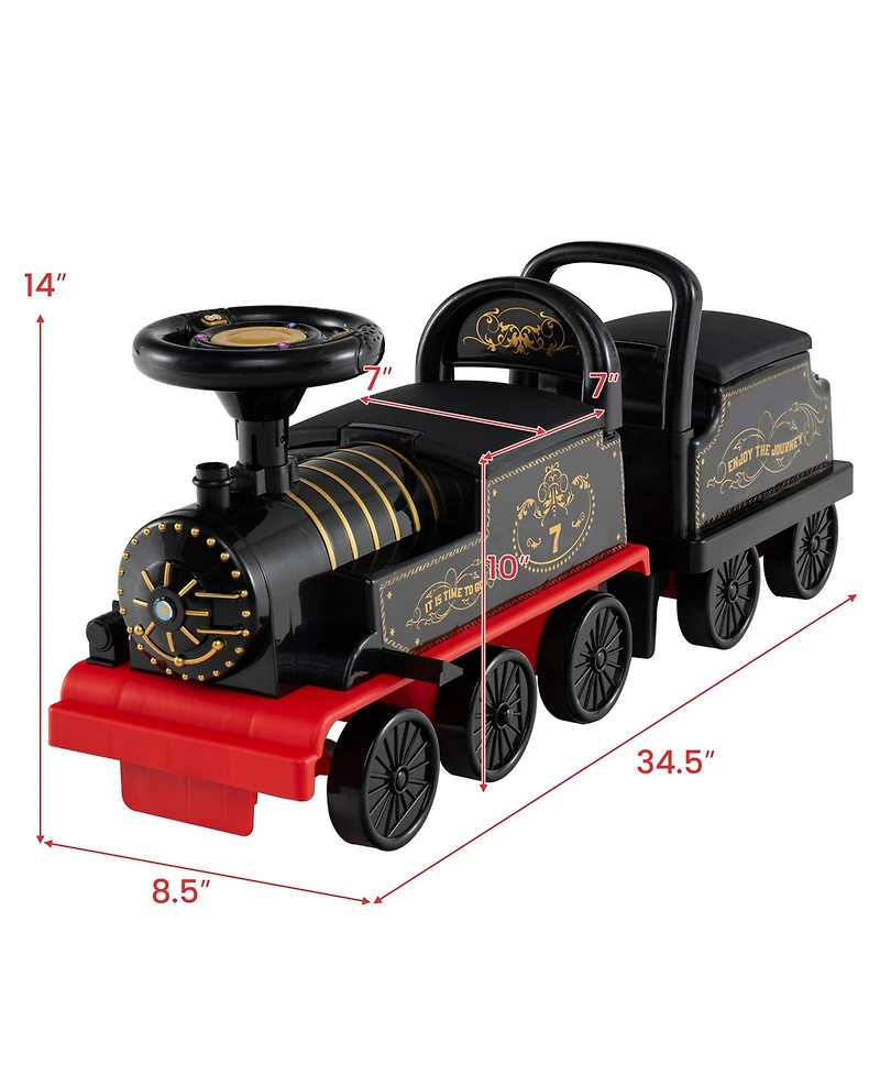 Slickblue Kids Ride On Train 6V 2 Seater Carriage Led Lights