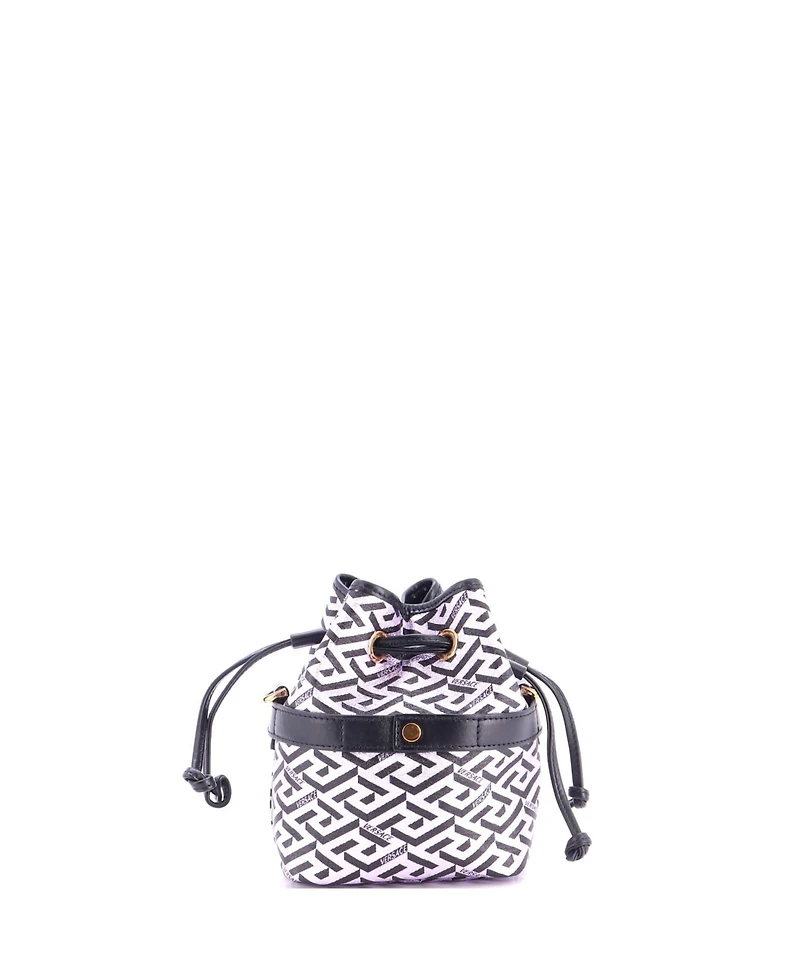 Pre-Owned Versace Mini La Greca Bucket Bag Printed Coated Canvas