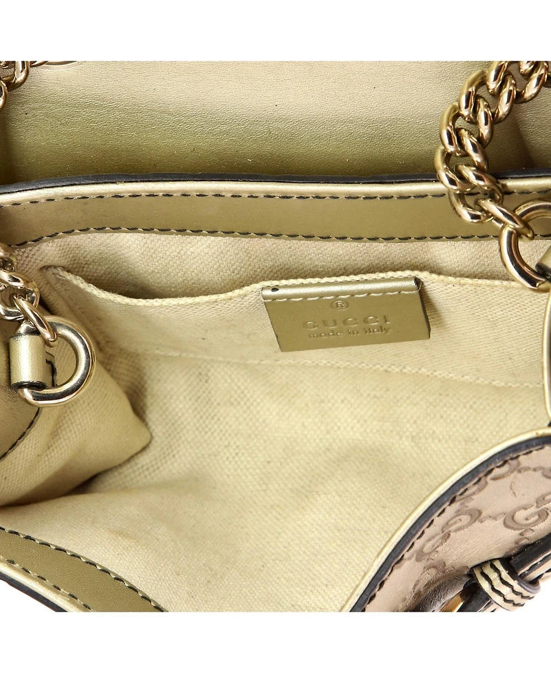 Pre-Owned Gucci Mini Emily Chain Flap Bag Guccissima Leather