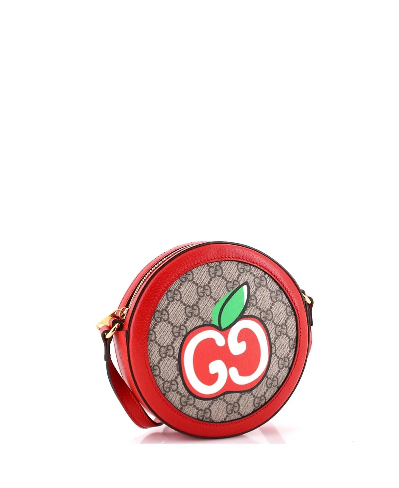 Pre-Owned Gucci Mini Ophidia Round Shoulder Bag Apple Gg Coated Canvas