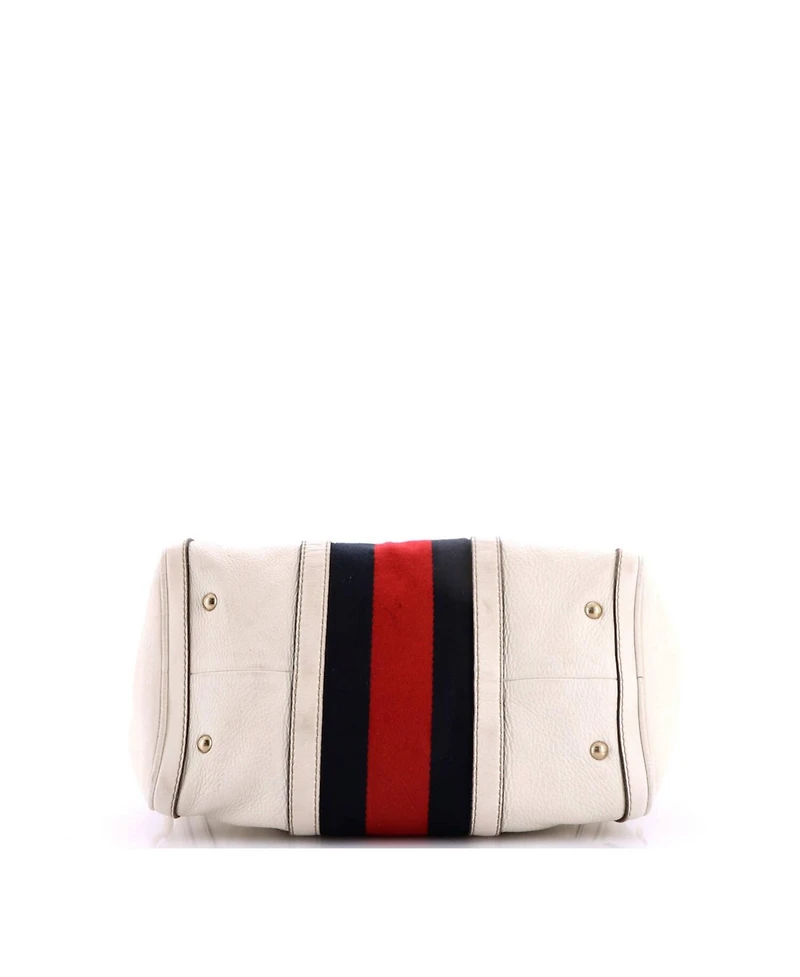 Pre-Owned Gucci Medium Vintage Web Boston Bag Leather
