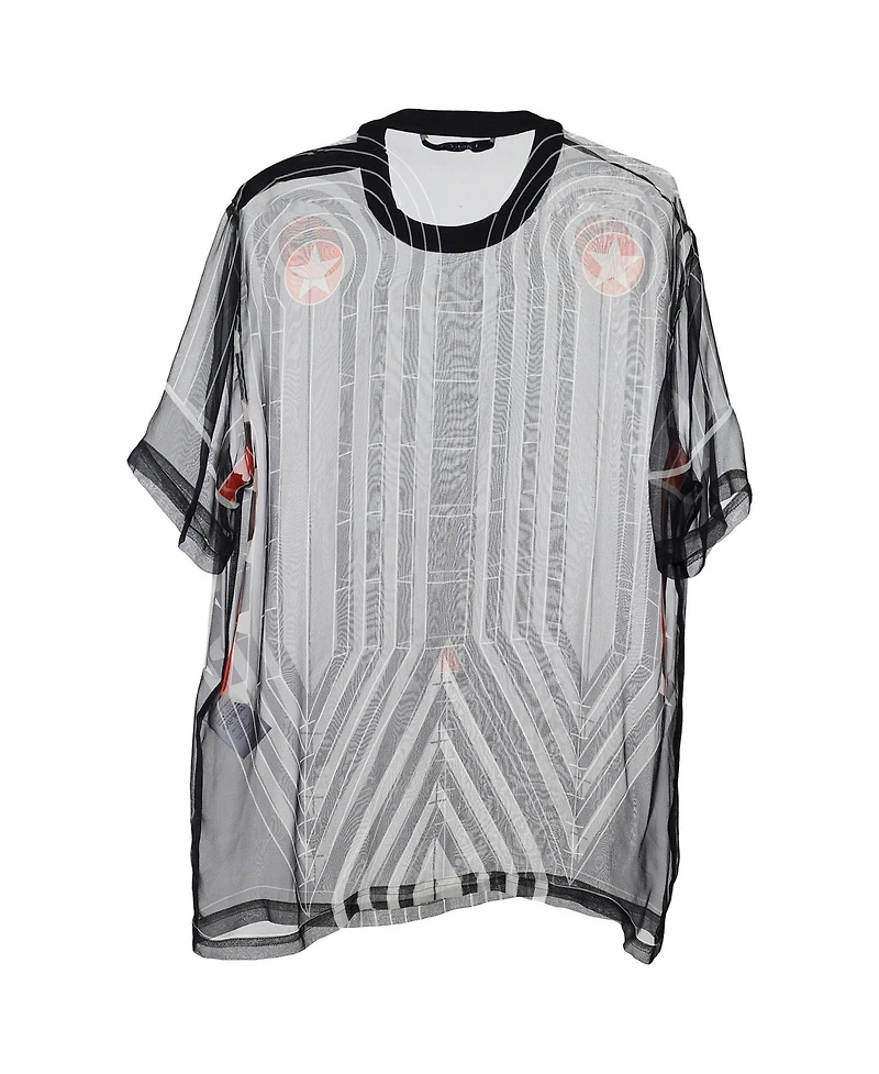 Pre-Owned Givenchy Women's Sheer Silk Geometric Print T-Shirt Blouse