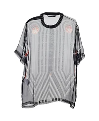 Pre-Owned Givenchy Women's Sheer Silk Geometric Print T-Shirt Blouse