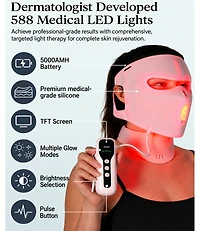 Lovery 4D Led Light Therapy Face and Neck Set with Multiple Wavelengths - Fda-Cleared Anti-Aging Skin Rejuvenation, Medical-Grade Silicone