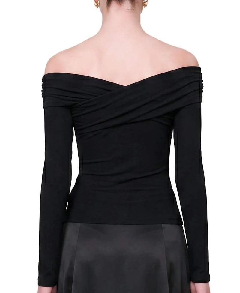 Pcfg Women's the Party Edit Rib Draped Long Sleeve Top