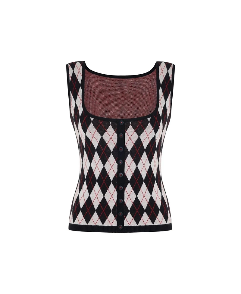 Pcfg Women's Daydreamers Argyle Sleeveless Knit Top