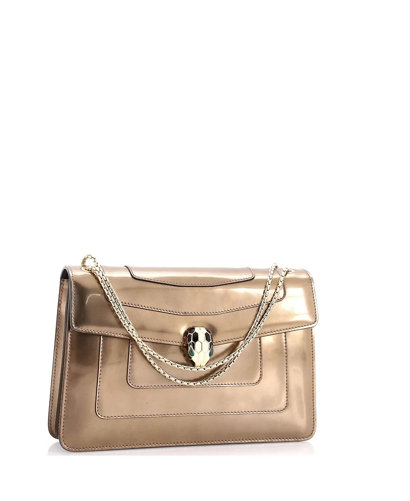 Pre-Owned Bvlgari Medium Serpenti Forever Shoulder Bag Metallic Leather