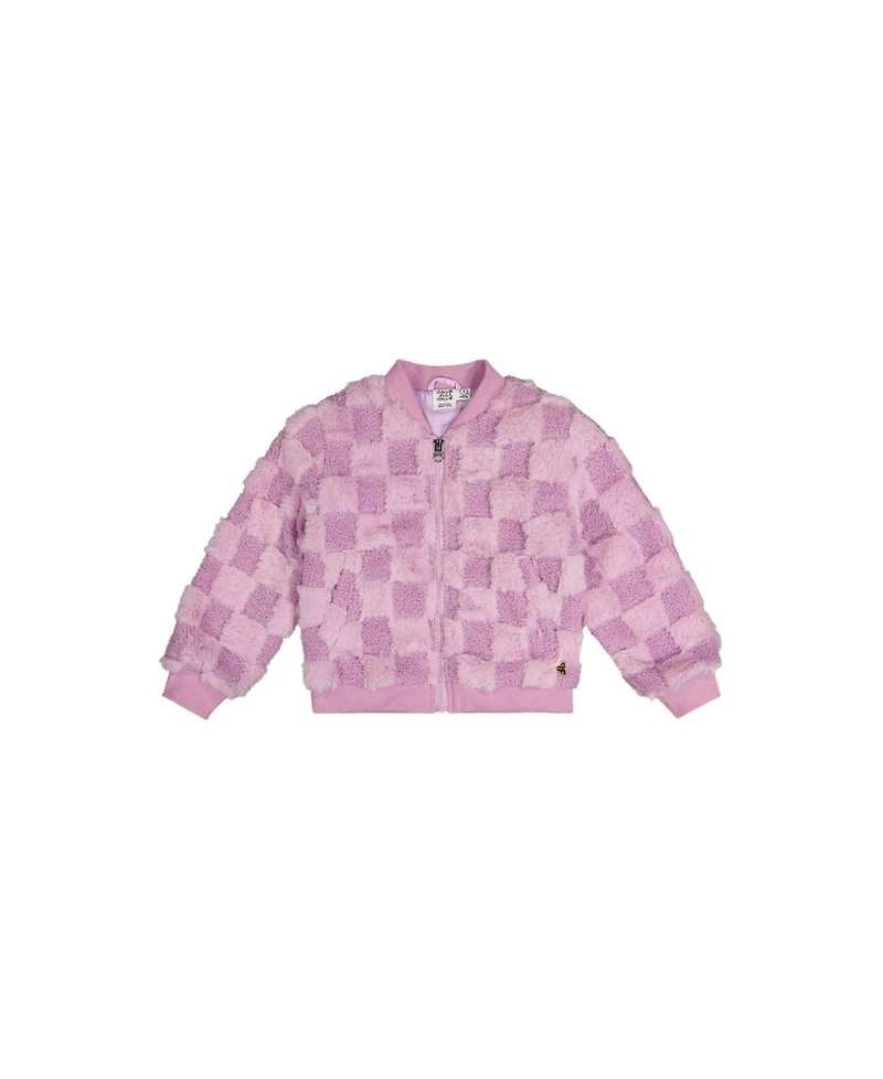 Deux par Deux Little and Big Girl (6 - 12) Faux Fur Jacquard Bomber Jacket