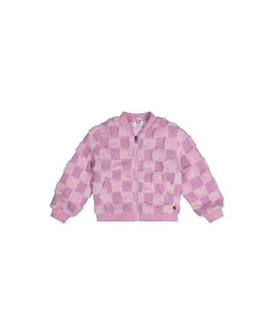 Deux par Deux Little and Big Girl (6 - 12) Faux Fur Jacquard Bomber Jacket