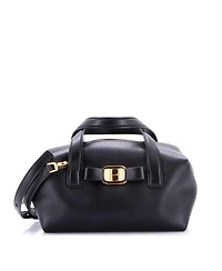 Pre-Owned Salvatore Ferragamo Mini Vara Plate Convertible Bowling Bag Leather