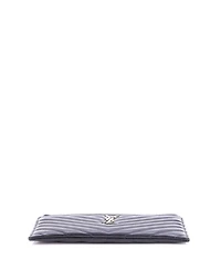 Pre-Owned Saint Laurent Medium Classic Monogram Zip Bill Pouch Matelasse Chevron Leather