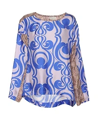 Pre-Owned Dries Van Noten Women's Abstract Print Silk Satin Blouse