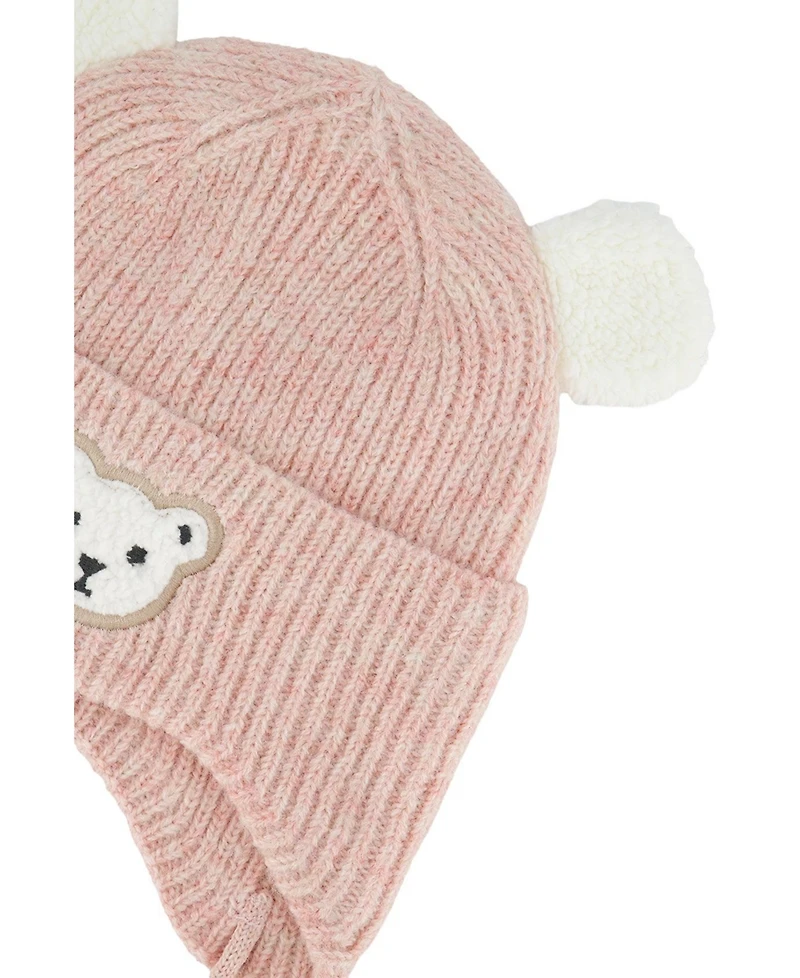 Deux par Deux Baby Girl 3-24 Months Winter Knit Hat with Ear Flaps and Ears