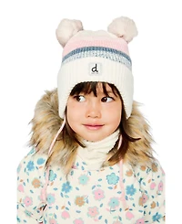 Deux par Deux Baby Girls (3M- 24M) Winter Knit Hat with Ear Flaps and Pompoms