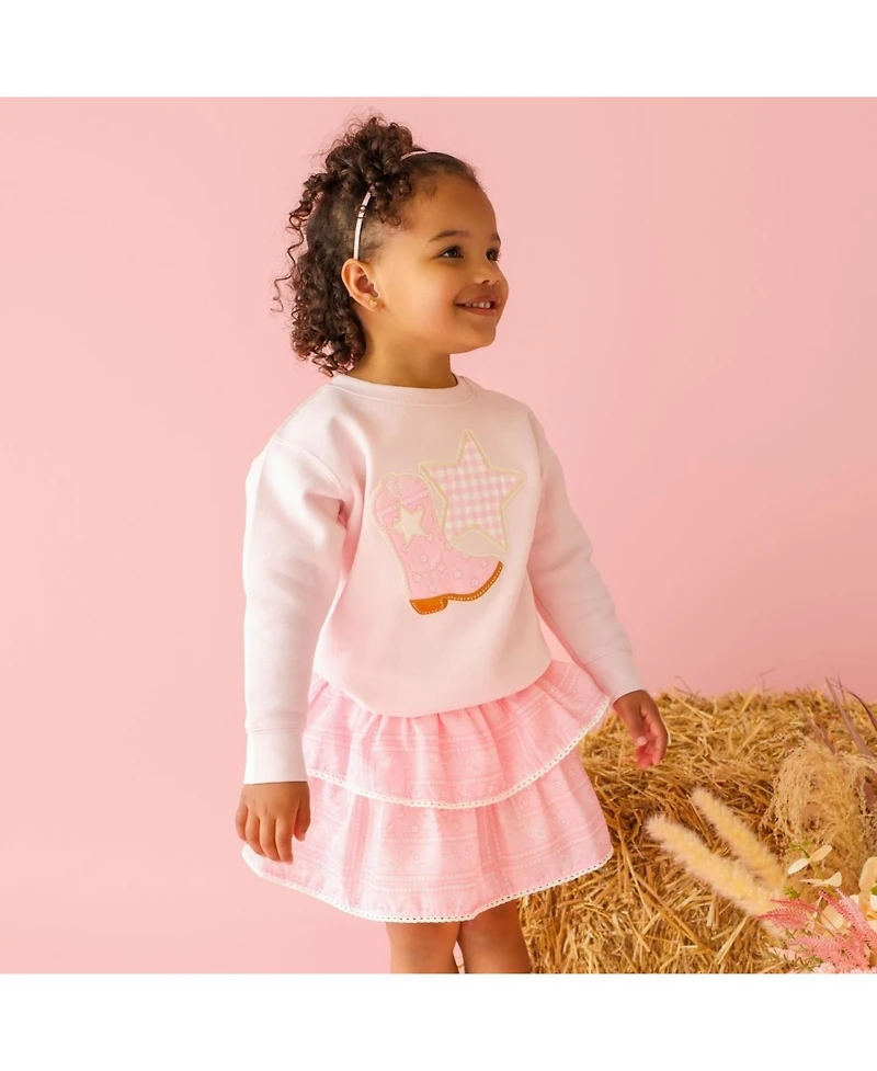 Sweet Wink Little Girl's (5-8) Bandana Cowgirl Patch Western Sweatshirt