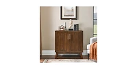 Flynama Fluted Sideboard Cabinet with Adjustable Shelves and Wood Legs Walnut Storage