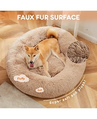 Zeny Anti-Slip Round Fluffy Plush Faux Fur Cat Bed, Fits up to lbs Pets