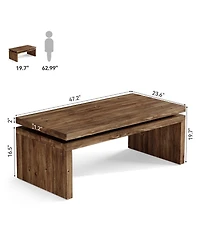 Tribesigns Solid Wood Coffee Table for Living Room, 47.2'' Farmhouse Rectangle Center Cocktail Table with Thick Design
