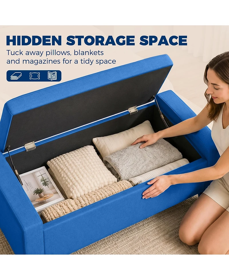 Homcom Storage Ottoman with Tufted Armrests