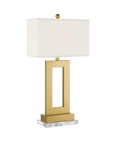 360 Lighting Marshall Modern Table Lamp with Clear Riser 30" Tall Oatmeal Rectangular Shade for Bedroom Living Room Bedside Nightstand Office