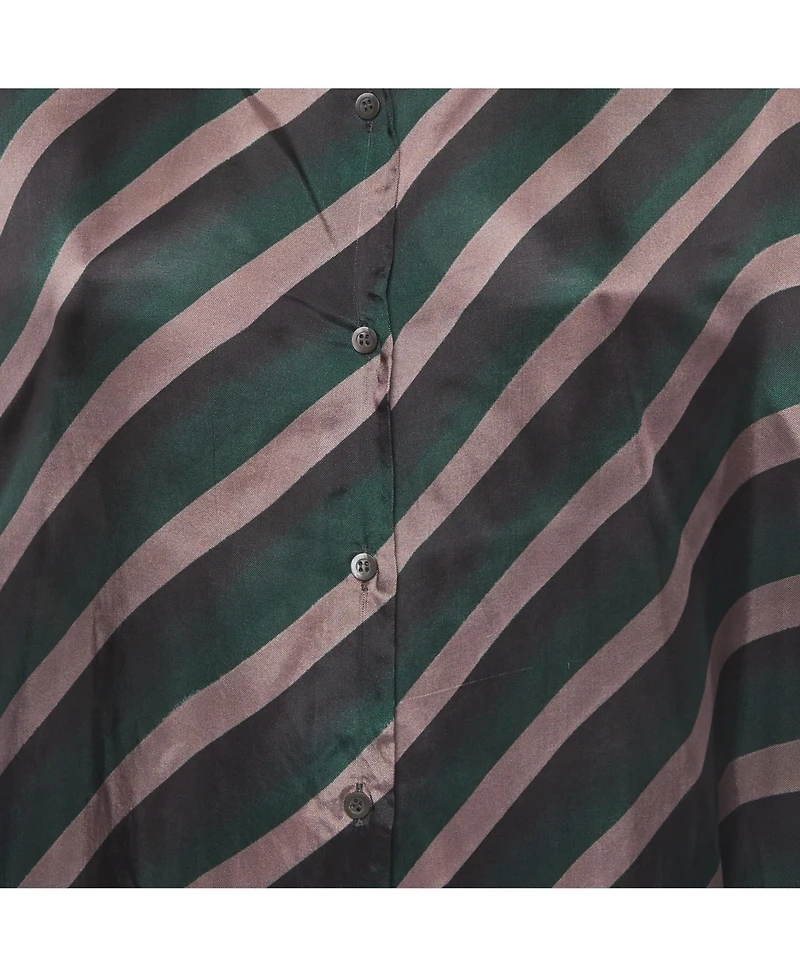 Pre-Owned Dries Van Noten Women's Oversized Diagonal Stripe Satin Shirt