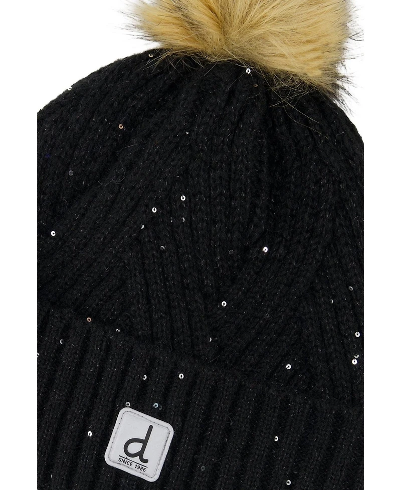 Deux par Deux Toddler Girl (2-4)Winter Knit Hat with Pompom