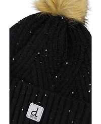 Deux par Deux Toddler Girl (2-4)Winter Knit Hat with Pompom