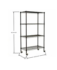 flynama 4-Tier Rolling Metal Wire Shelving Rack with Locking Wheels