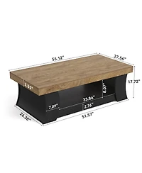 Tribesigns 55" Coffee Table, Living Room Table with Storage Shelf, Wooden Coffee Table, Modern Farmhouse Rectangle Center Table