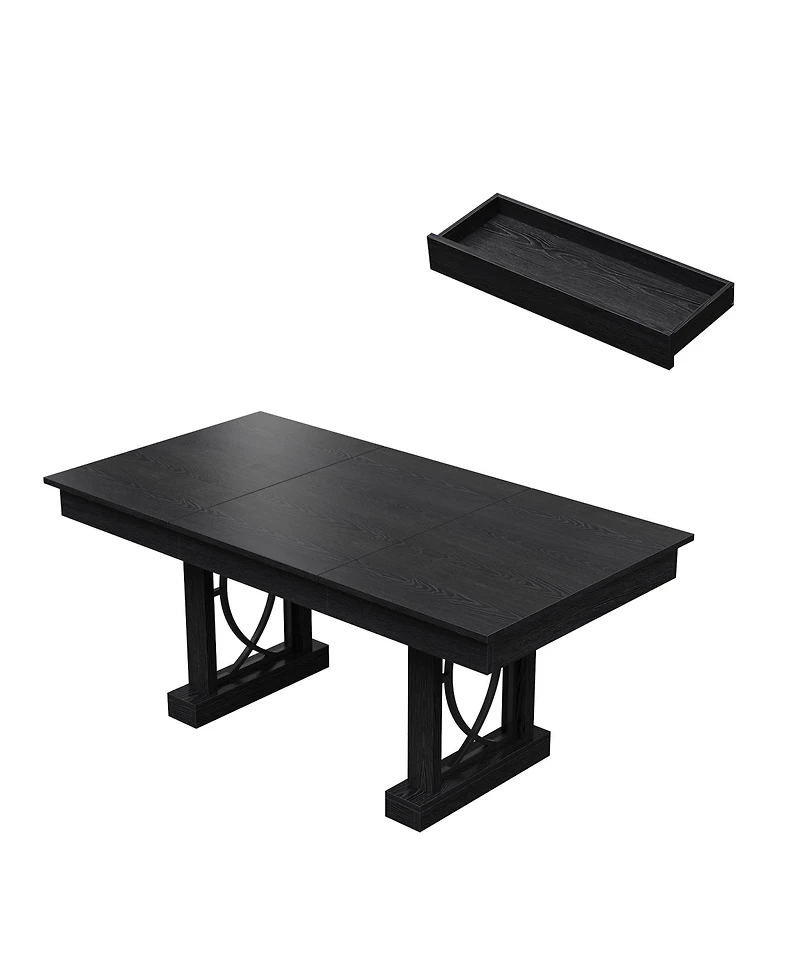 homfan 71-Inch Dining Table for 6-8, Rectangular with 2 Drawers, Double Pedestal Base and Large Tabletop Kitchen, Office
