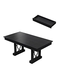 homfan 71-Inch Dining Table for 6-8, Rectangular with 2 Drawers, Double Pedestal Base and Large Tabletop Kitchen, Office