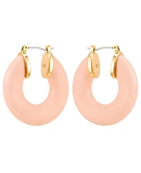 Guess Gold-Tone Rose Quartz Stone Hoop Earrings