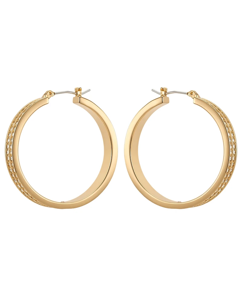 Guess Gold-Tone Crystal Stone Hoop Earrings