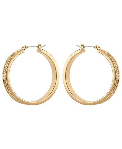 Guess Gold-Tone Crystal Stone Hoop Earrings