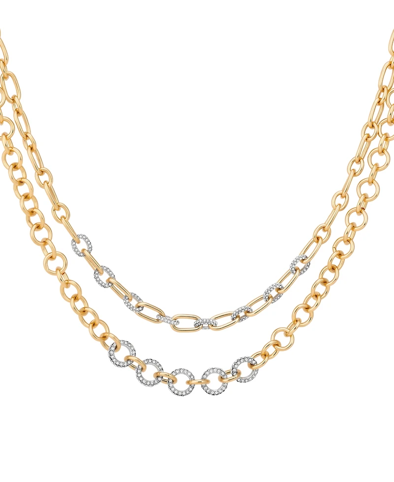 Guess Gold-Tone Crystal Stone Toggle Necklace