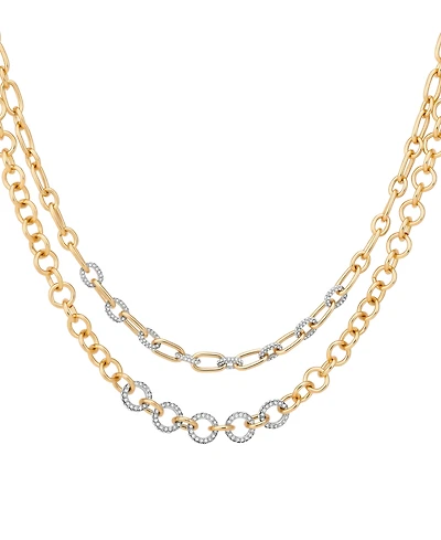 Guess Gold-Tone Crystal Stone Toggle Necklace