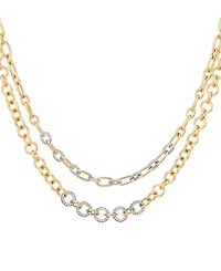 Guess Gold-Tone Crystal Stone Toggle Necklace