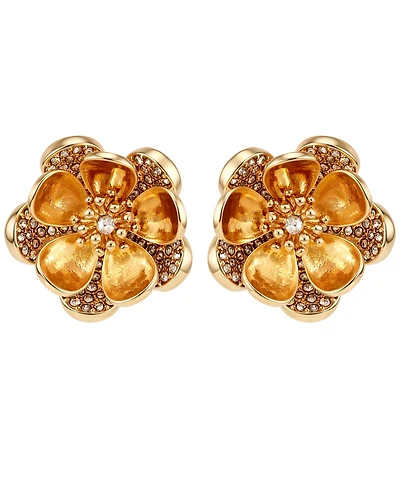 Guess Gold-Tone Crystal Stone Oversized Stud Earrings