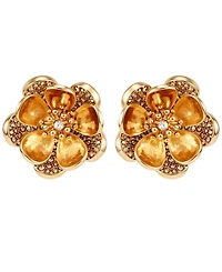 Guess Gold-Tone Crystal Stone Oversized Stud Earrings